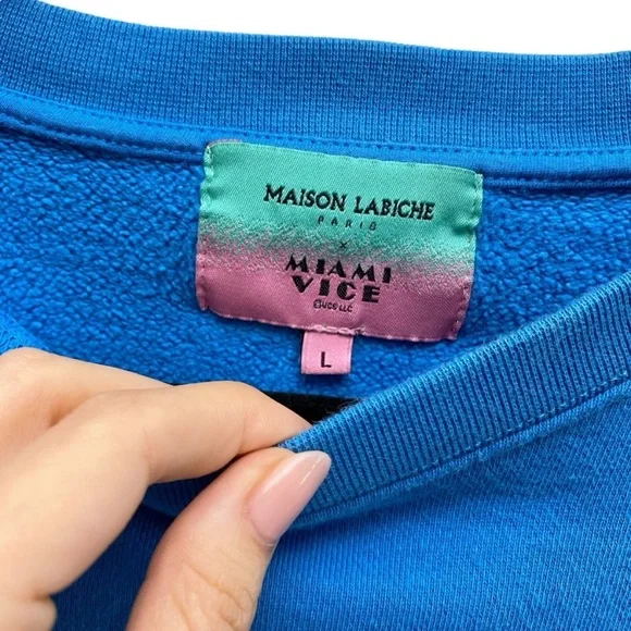 Maison Labiche Paris Charonne Crewneck Sweatshirt With Miami Vice Embroidery - Picture 5 of 8